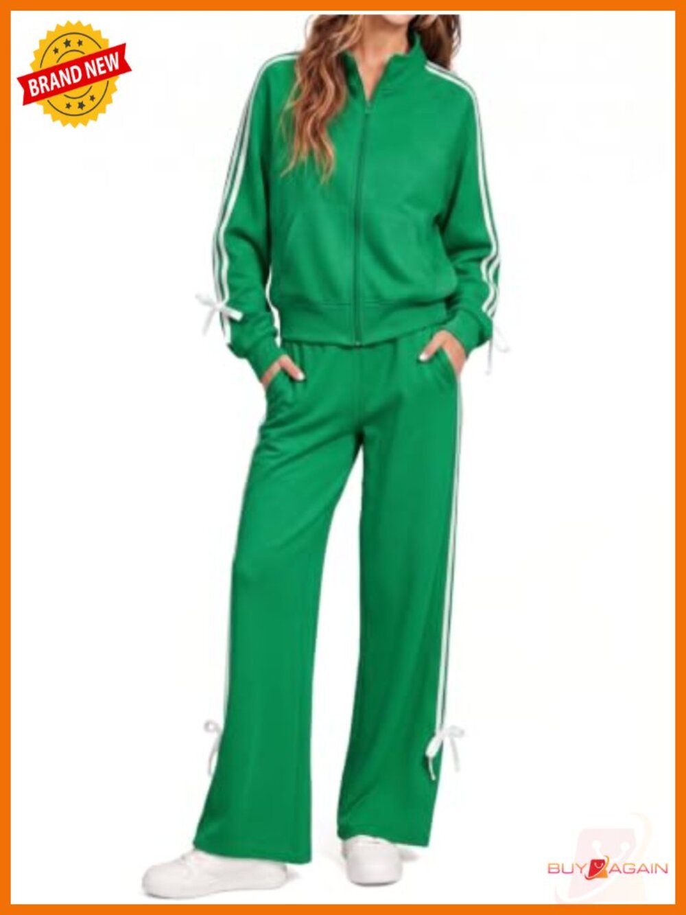Zip Up Crop Sweatshirt & Wide Leg Pants Set Travel Athleisure Outfit
